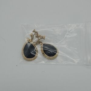 Unique Vintage Black and Gold Teardrop Earrings